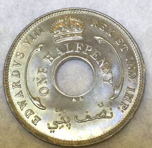 [晶晶]外国硬币-英属西非1936年1/2便士(爱德华八世)原光品