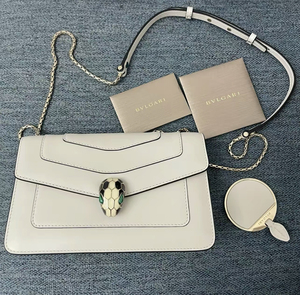 bvlgari/宝格丽serpentiforever小牛皮蛇头包链条包小号女款白色