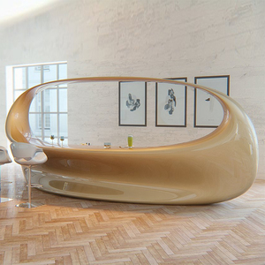 简约现代吧柜台轻奢接待台商场会所奶茶店异形创意烤漆前台收银台