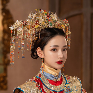 结婚华丽古典凤冠发饰宫廷皇后霸气古装嫁衣配饰品新娘中式大凤冠