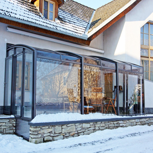 隔热玻璃房顶露台可伸缩移动阳光房楼顶智能折叠遮阳棚伸缩顶棚