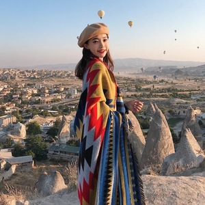 韩版开叉披肩女秋冬季外搭新疆西藏旅游拍照斗篷加厚围巾披风百搭