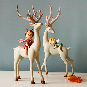 一鹿有你白夜童话鹿摆件工艺品客厅电视柜装饰闺蜜礼物友情纪念品