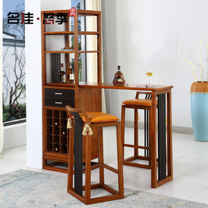 红木酒吧台大果紫檀新中式酒柜储物柜隔断一体脚吧台桌家用小户型