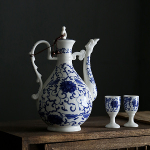 景德镇中式家用酒壶陶瓷一斤套装仿古白酒分酒壶古代古风复古老式