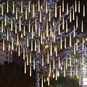 流星雨led灯树灯挂树上的装饰灯流水灯户外防水彩灯太阳能流星灯