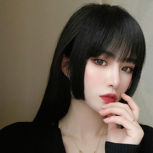 刘海假发片公主切真发二次元齐刘海自然修脸鬓角姬发式假发片