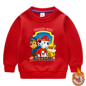 汪汪队儿童加绒卫衣冬装男女童加厚保暖上衣婴童纯棉红色衣服童装