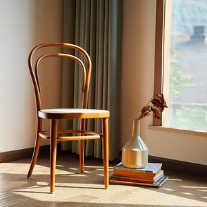 屿木为家/北欧全实木餐椅家用索耐特14号椅榉木复古靠背椅咖啡椅