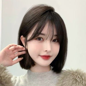 假发短发女真发全真人发2021年时尚新款自然全头套锁骨发型假发套