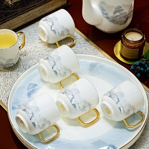 骨瓷水具套装水壶水杯组合客厅接待茶杯水壶高档轻奢家用送礼