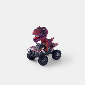我趣！无聊了看看会骑越野车的霸王龙！惯性恐龙回力玩具车红色