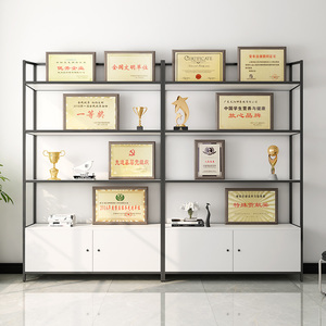 荣誉证书展示架奖牌奖杯产品货架合格证手办授权书陈列模型展示柜