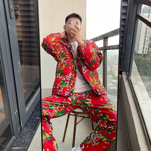 东北大花棉袄农村老式大花袄网红棉袄套装冬季大花棉袄子手工男女