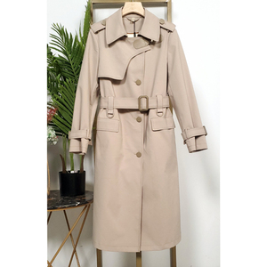 娅格国际专柜正品2022春季新款女装中长款收腰系带英伦风外套风衣