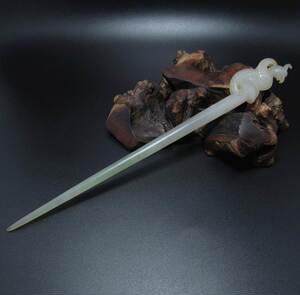 [叁]监玉全品凤首白玉唐代收藏精品玉老玉簪发簪包浆清亮和田老玉