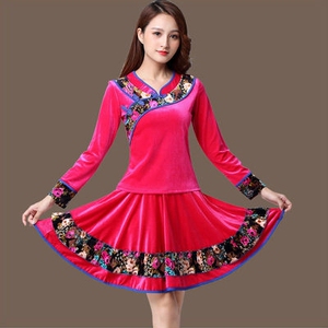 大妈广场舞金丝绒套装秋冬长袖舞蹈服装女新款秋季跳舞衣服中老年
