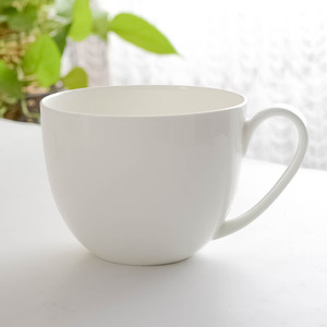 纯白骨瓷咖啡杯高档精致家用陶瓷杯带手柄早茶杯大号马克杯早餐杯