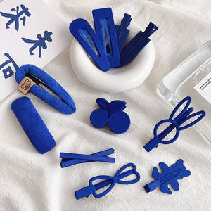 蓝色发夹网红夹子头饰发夹显白克莱因蓝发卡2021年新款一字鸭嘴夹