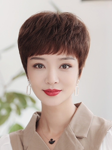 中老年假发女短发假发真发全真人发中年妈妈发型仿真假发女真发套