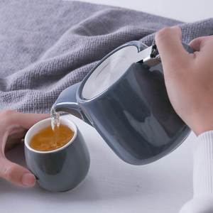 北欧西式陶瓷茶壶办公咖啡壶下午茶壶水吧餐厅过滤茶壶陶瓷壶