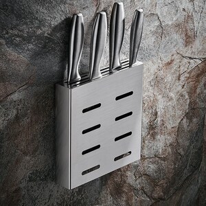 厨房刀架壁挂式免打孔刀座304不锈钢放刀置物架家用菜刀收纳架子