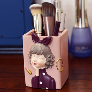 北欧美妆化妆刷眼线笔收纳盒口红化妆品眉笔梳子笔筒摆件生日礼物