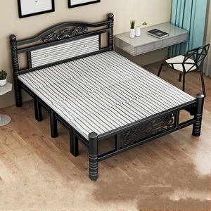 家用折叠床单人双人床1.5米木板午休床出租屋简易铁架床1.2米加固