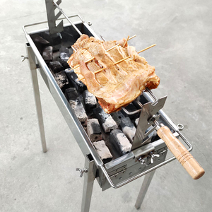 不锈钢烤羊腿烤架烤羊排支架烤羊腿叉子烤羊排木柄钢钎烧烤支架