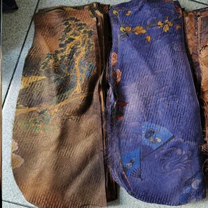 香云纱零布头纱布料刀口料桑蚕丝碎布配色手工红云纱花罗缎面龟纹