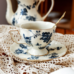 法式精致下午茶咖啡杯英式红茶杯碟套装轻奢描金陶瓷茶杯欧式餐具