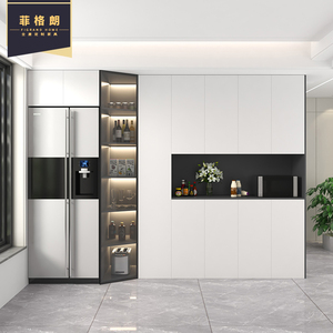 现代简约嵌入式冰箱柜餐边柜一体靠墙高柜定制酒柜客门厅储物柜