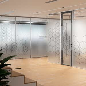 几何现代会议室办公室静电磨砂玻璃贴纸透明贴膜简约窗户防晒定制