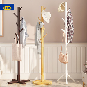 ikea宜家立式简易挂衣架小户型白色实木衣帽架落地日式卧室内网红