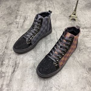 高档an&lv/岸绿男士高帮鞋夏季新款休闲帅气马丁靴男鞋青年潮流烫