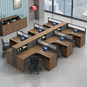职员办公桌椅组合简约现代办公室多人员工电脑桌子带柜屏风工作位