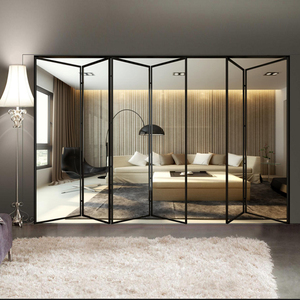 定制折叠门推拉门隐形开放式厨房无轨道玻璃门阳台窄边铝合金上海