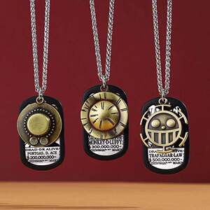 海贼王周边饰品艾斯项链吊坠路飞悬赏通缉令生日礼物创意男女军牌