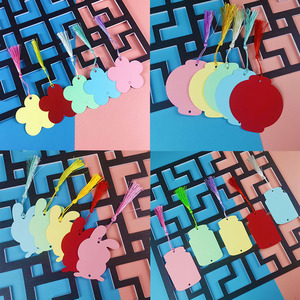 彩色双面空白书签卡纸手工diy材料包小清新流苏幼儿园儿童小学生用