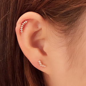 弯曲条状耳钉耳骨钉耳垂攀附式耳骨钉钻helix软骨耳骨钉弧形