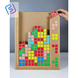 儿童手工俄罗斯方块纸箱手工制作拼图幼儿园纸盒益智游戏纸板