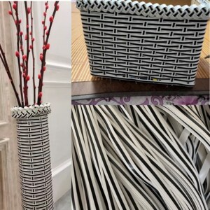 藤条编织diy材料pe手工58编织工艺品塑料彩藤美术课2.4筐子制作