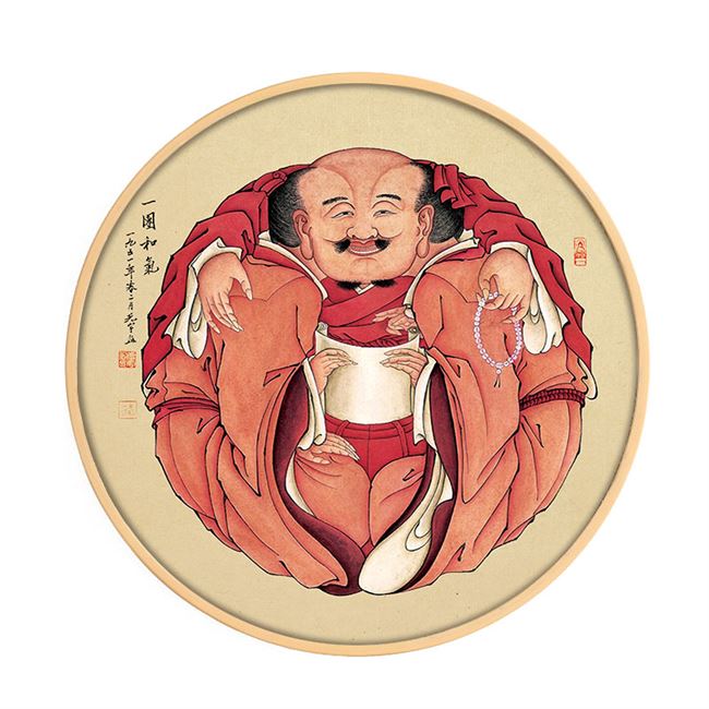 遮挡走廊客厅一团和气图挂画新中式圆形电表箱箱玄关过道禅意茶楼