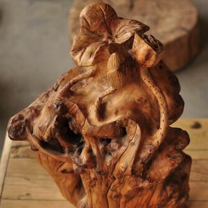 图鱼堂崖柏摆件根雕大型摆件荷花莲蓬寓意吉祥用料上百年的崖柏