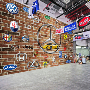 3d汽车美容店装饰墙纸贴膜改装维修背景墙壁画4s车行标准logo壁纸