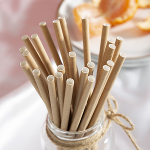 一次性牛皮纸吸管独立包装环保纸吸管珍珠奶茶尖嘴可降解纸质吸管