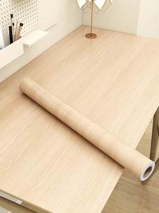 厨房贴纸防水防油自粘墙纸白墙木纹桌面桌布防潮原木色桌贴柜子书