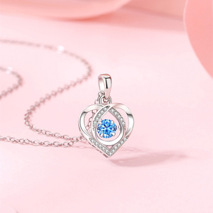 周大生爱心项链女夏pt999铂金锁骨链白金钻石吊坠七夕情人节礼物