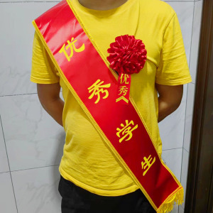 表彰胸花一人立功全家光荣退伍入伍优秀学生礼仪带绶带退休大红花