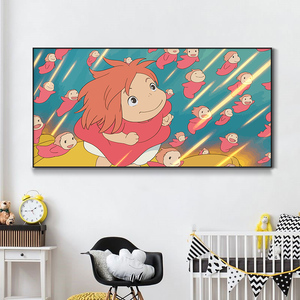 宫崎骏动漫挂画客厅沙发背景墙装饰画男女孩卡通儿童卧室床头壁画